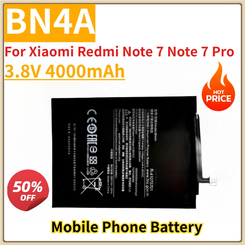 

New Replacement Mobile Phone Battery 3.8V 4000mAh BN4A for Xiaomi Redmi Note 7 Note 7 Pro