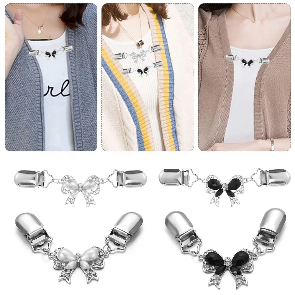 Rinestone Cardigan Clip Sweater Shawl Clips Keeper Collar Duck-mouth Plated Metal Clip Holder Garters Accessories