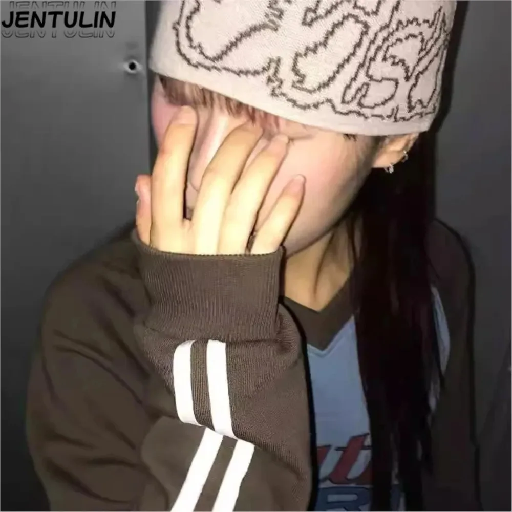 Men Beanie Kpop Letter Hat Y2k Black Knit Hip Hop Streetwear Wool Winter Korean Fashion Pullover Accessories Jacquard Women Caps