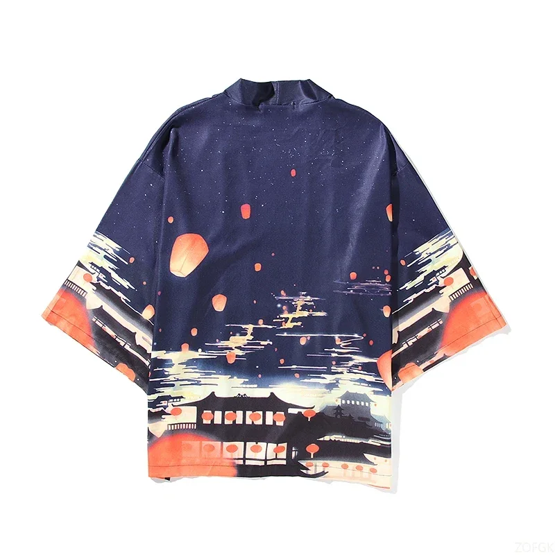 2024 New Dragon Pattern Kimono Classic Tiger Men's Open Collar Outdoor Leisure Harajuku Style Top