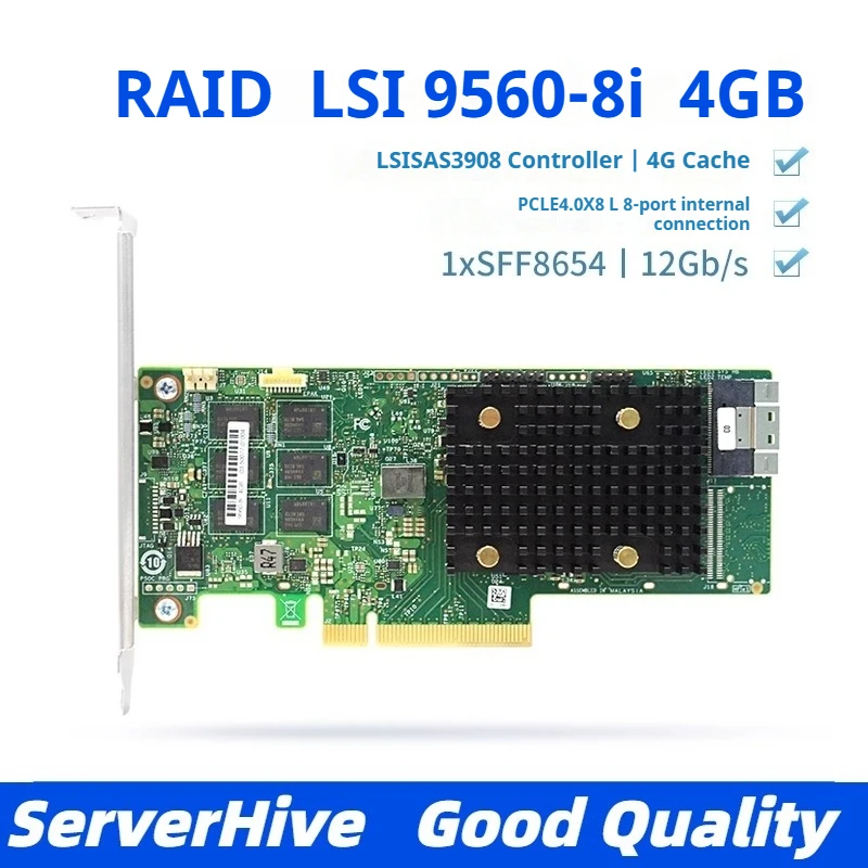 

Broadcom LSI 9560-8i SAS/SATA/NVMe array card 4G cache RAID card 05-50077-01