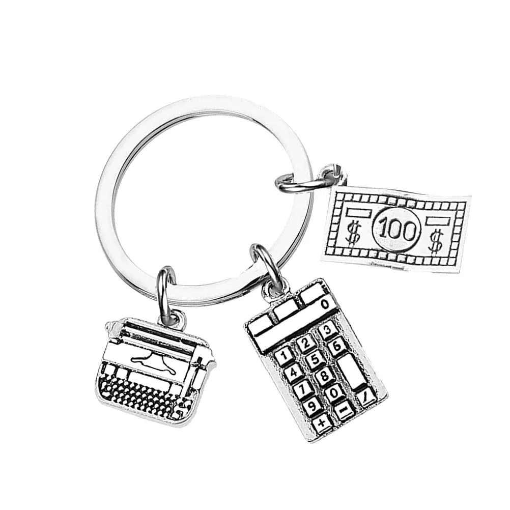 Sturdy Accountant Key Chain Metal Decorative Key Holder Mini Calculator Pendant Bag Hanging Pendant Party Props Baby Shower