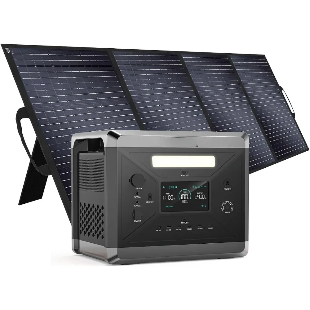 

Portable Power Station, 2400W/2160Wh Large Capacity Solar Generator, with 200W Solar Panel, 4 AC Outlets (4800W Peak),