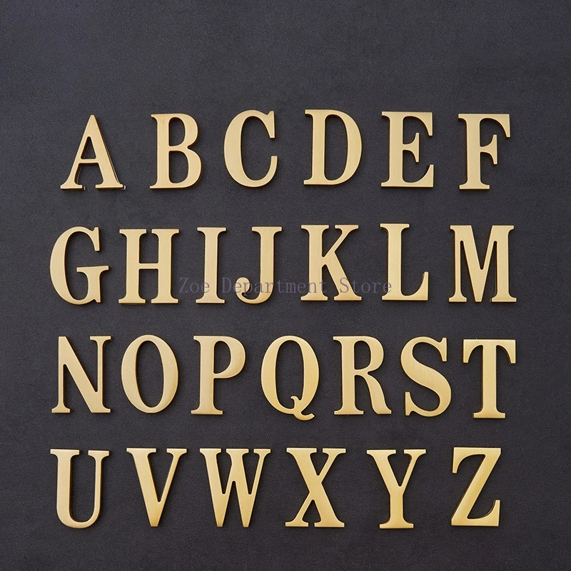 Brass house number Dormitory room number Household door Box metal English alphanumeric copper sticker number plate