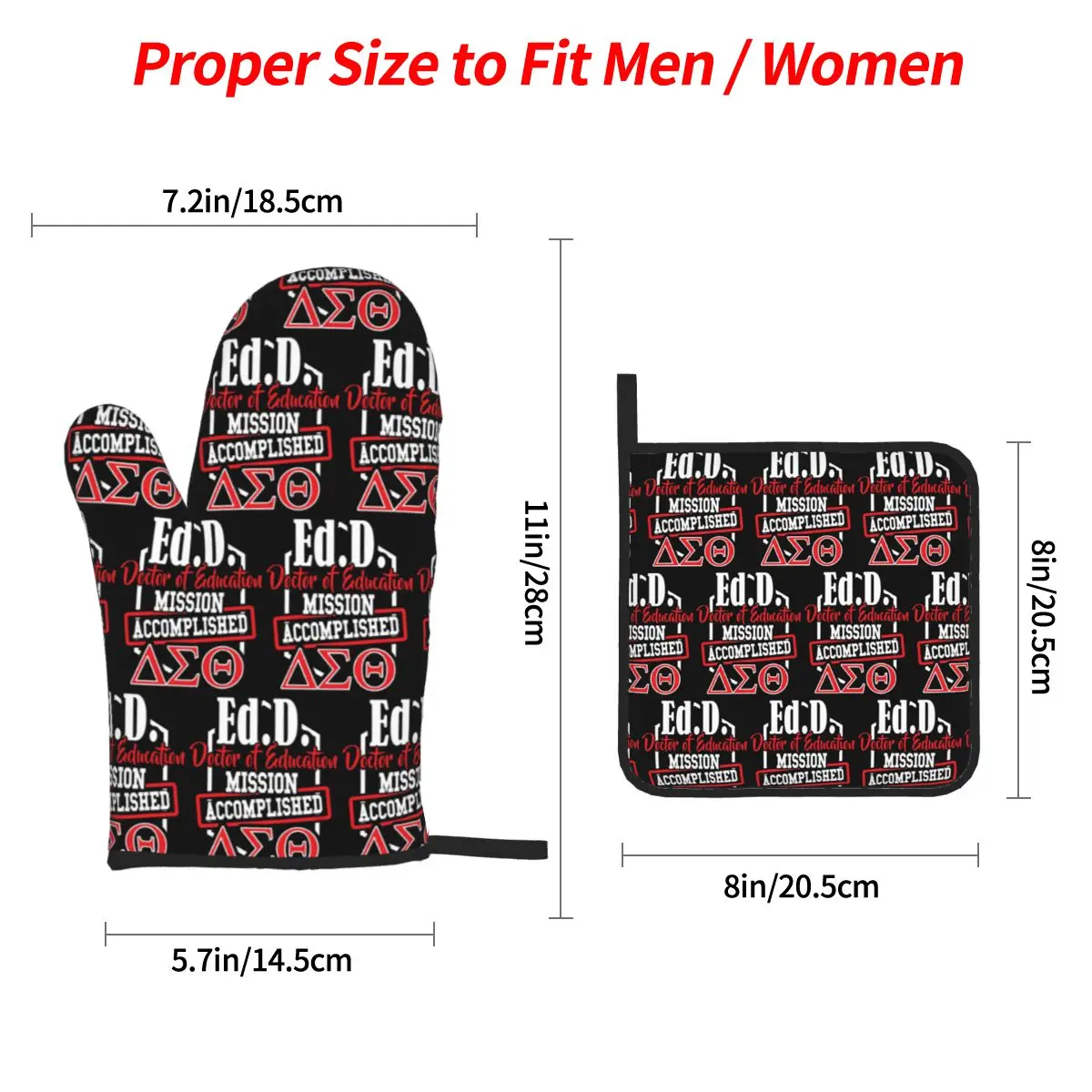 Delta Sigma Theta Sorority Gifts Oven Mitts and Pot Holder Sets of 4 for Baking Kitchen Cooking BBQ Resistant Non-Slip Gloves