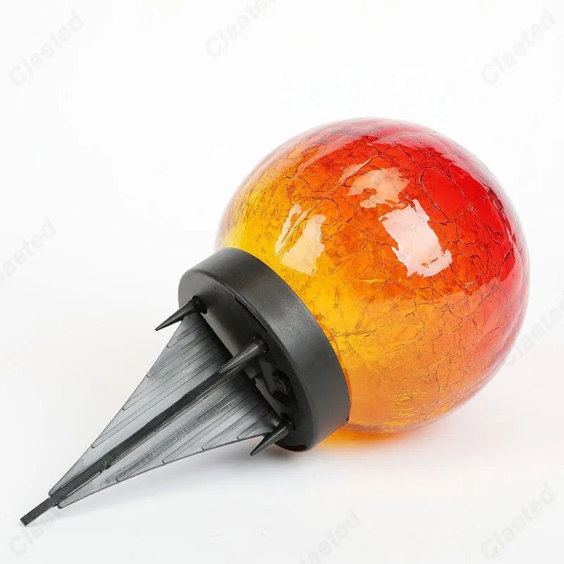 New LED Solar Gradient Red Crack Ball Light Outdoor Waterproof Courtyard Garden Lawn Decorative Atmosphere Lighting