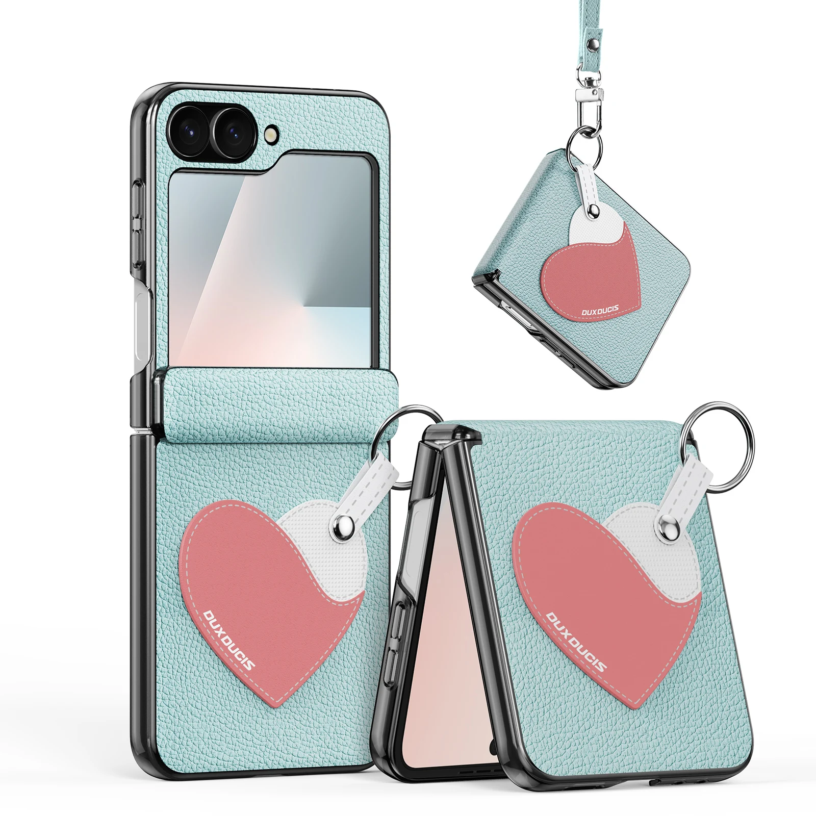 

For Samsung Galaxy Z Flip6 5G / Galaxy Z Flip7 FE 5G Case DUX DUCIS Luvy Series PU Leather + PC Phone Case with Ring Holder / St