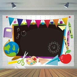 Welcome back to school photography background, learning tools blackboard background classroom party banner