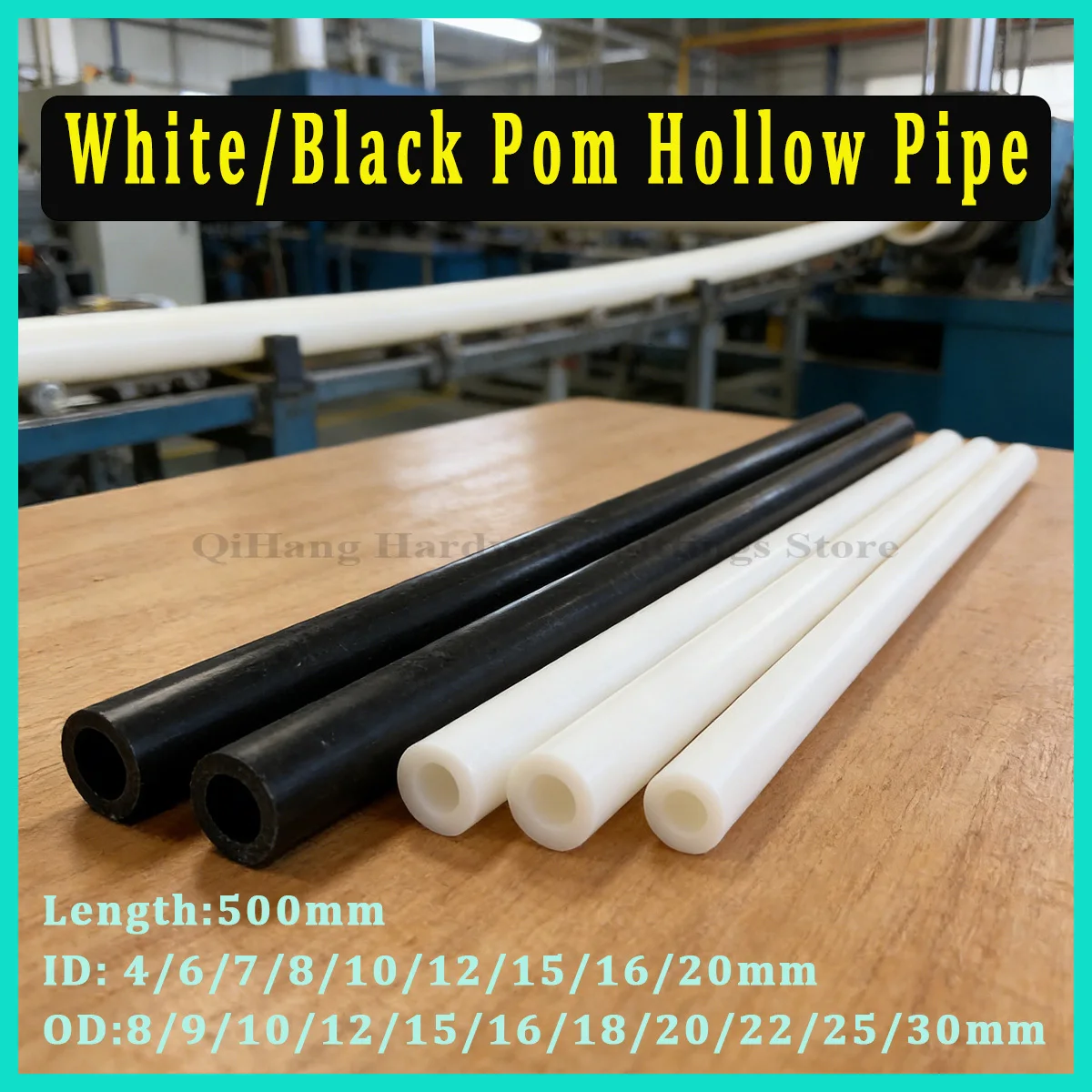 1Pcs L500mm White Black Polyformaldehyde Pipe Pom Hollow Pipe Insulation Hard Plastic Pipe Fittings Processing ID4-20mm OD8-30mm