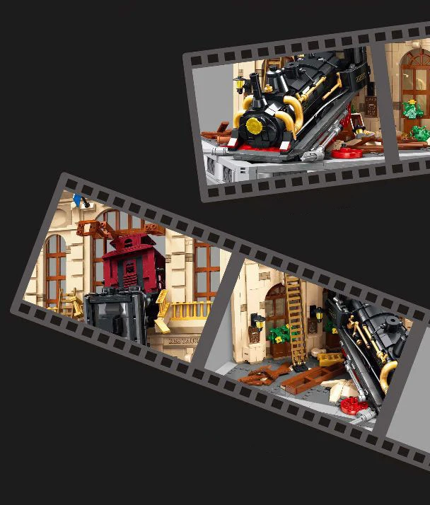 Unfallstelle Baustein-Spielset Eisenbahn-Konstruktionsset Entgleiseter Dampfzug Lernspielzeug Sammlerstück für Geschenke – Detail 7
