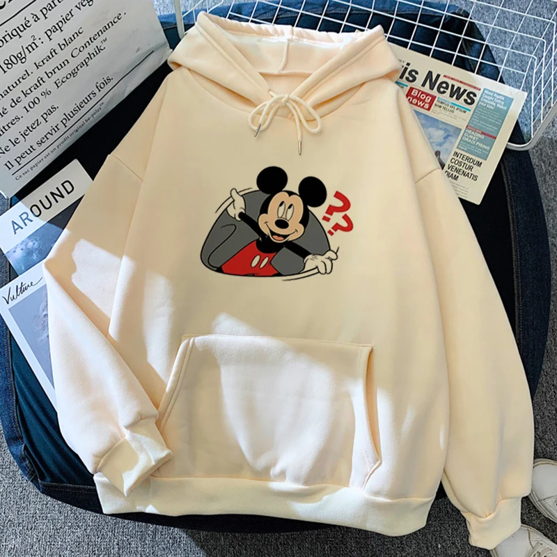 Sudadera Kawaii de Mickey y Minnie Mouse para mujer, ropa con capucha, Top Harajuku, sudaderas con capucha, ropa de Hip Hop de gran tamaño