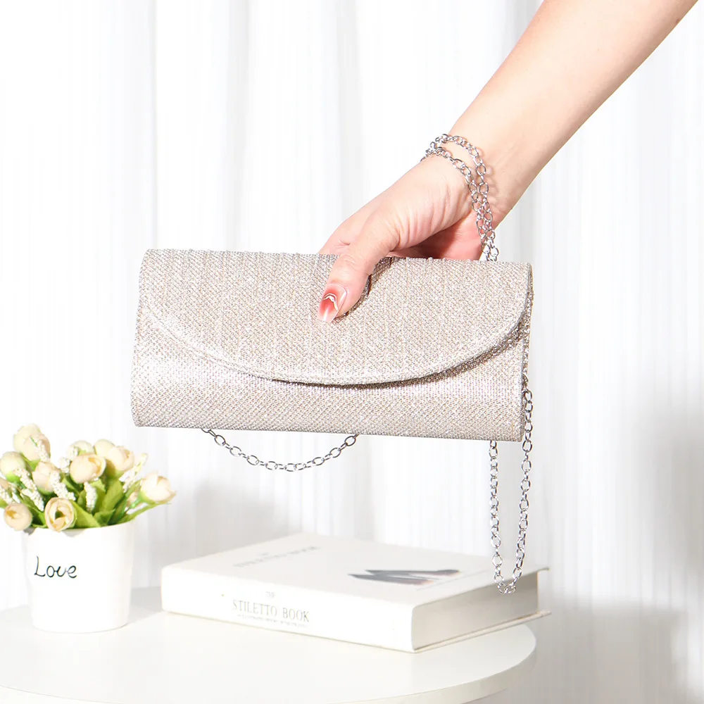 

New Trend Glitter Evening Clutches Bag Women Elegant Long Purse Chain Shoulder Bags Ladies Wedding Party Banquet Handbags