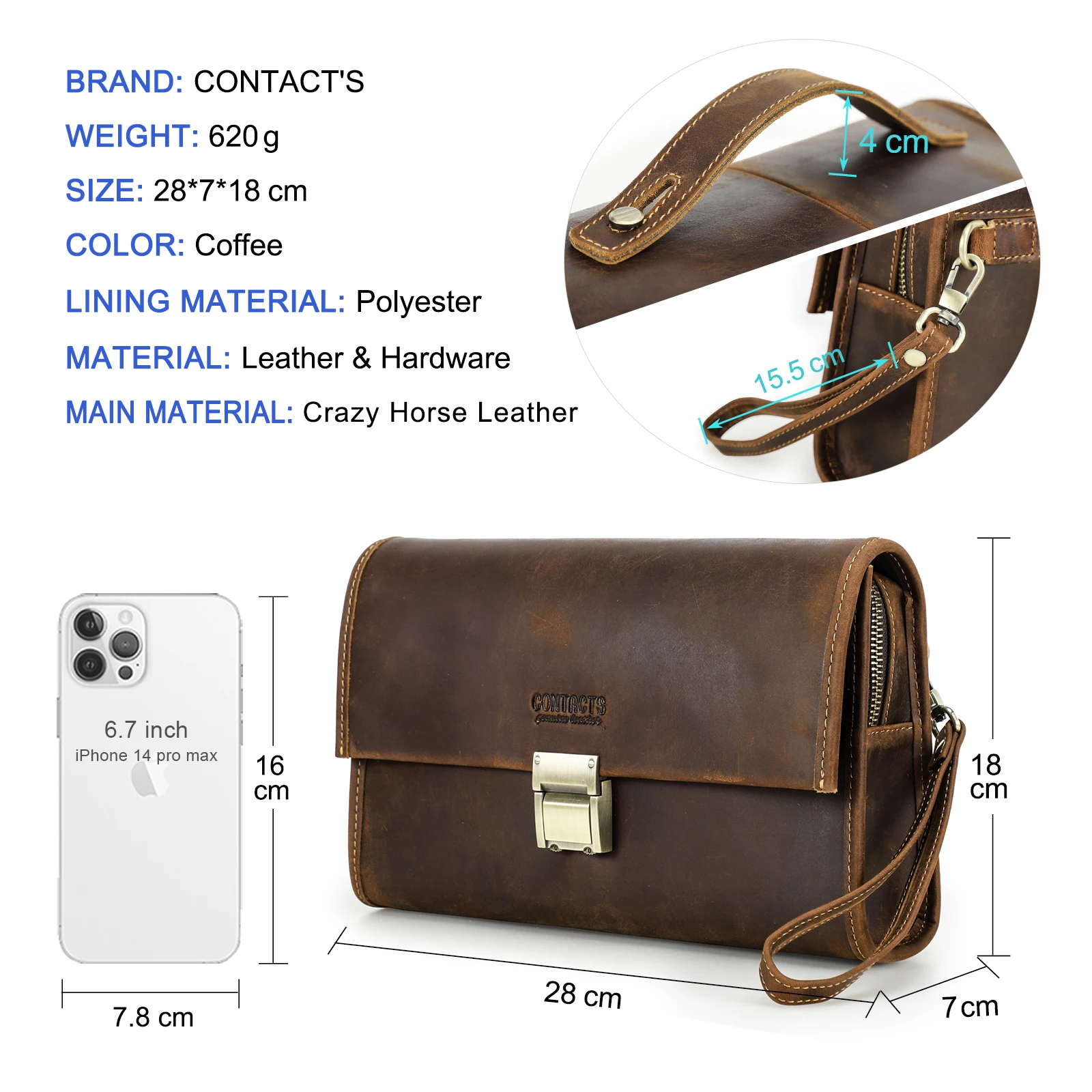 Imagem -05 - Bolsa de Couro Genuíno para Homens Marca de Luxo Embreagem Casual com Senha Dupla Carteira de Telefone Masculina Bolsa de Grande Capacidade