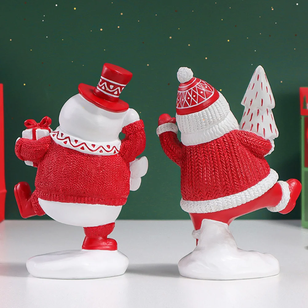 

1Set Christmas Snowman Decorations Resin Ornaments Exquisite Design Tabletop Xmas Party Decor Christmas Ornaments