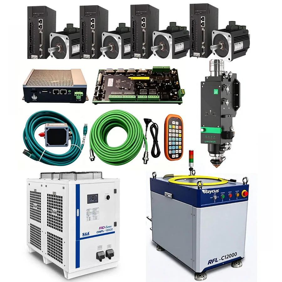Raytools XC6000 laser cutting system, BS12K 0-12KW intelligent cutting head, Raycus laser source RFL-C12000, chiller CWFL-12000