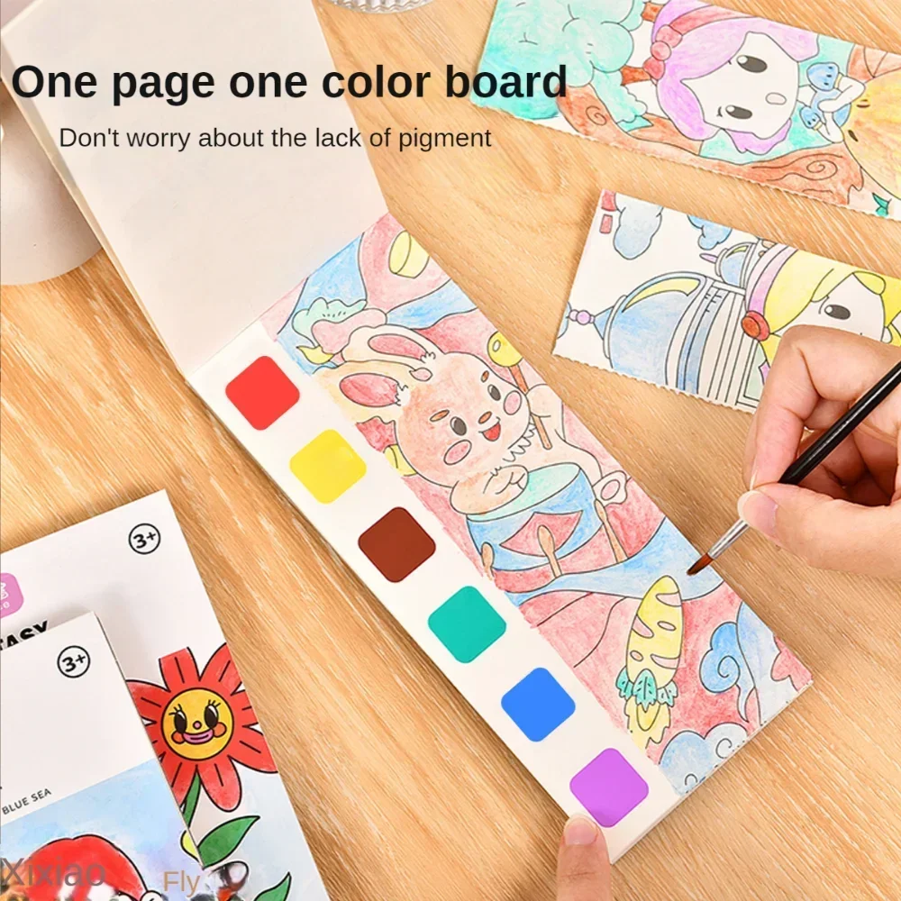 12/20 Sheets Portable Children Watercolor Painting Book Gouache Graffiti Picture Coloring Books Water Drawing Toys Set Kid Gift