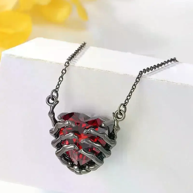 1 Set Dark Fantasy Style Alloy Chain Love Ghost Claw Pendant Earnail Fashion Easter Halloween Palm Love Earrings Women's Gift