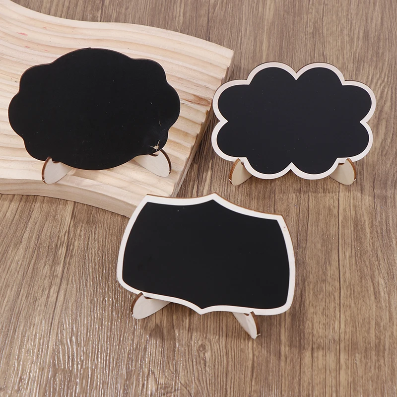 10 pezziMessage Board Mini cavalletto Stand Lavagna in legno Nero Memo Puntelli Tavolo Segnaposto Compleanno