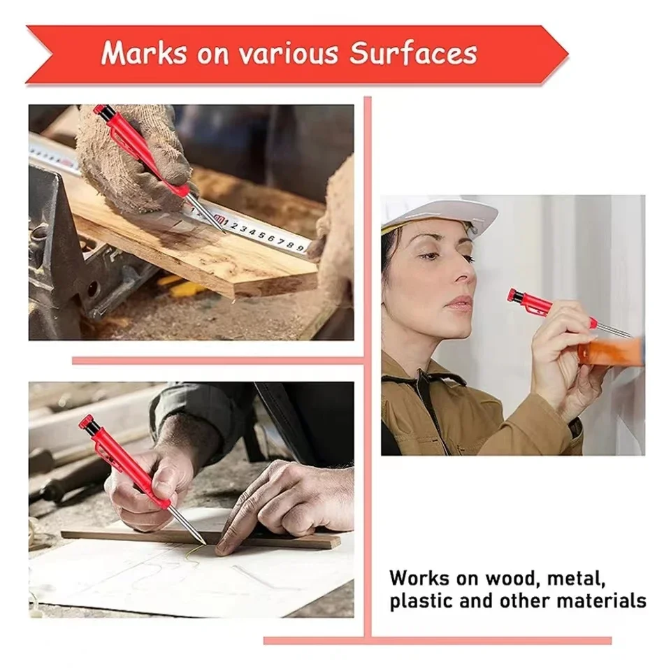 24pcs Graphite Pencil Refills Pica Dry Deep Hole Pencils Refill Carpenter Pencils Carpenter Drawing Pencil Refills