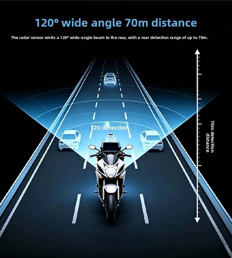 Motorcycle Blind Spot Safety Alert System Kit, Waterproof, Compatible with Yamaha XMAX 300, NMAX 155, FZ-07, MotoCzysz CBR600