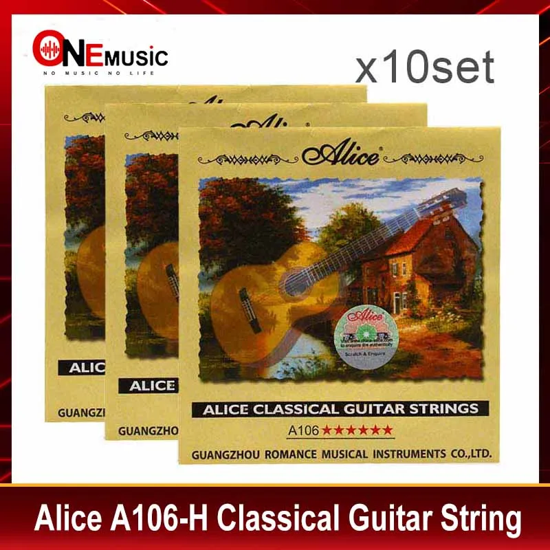 10set/lot Classical Guitar String cordas da guitarra Clear Nylon String Hard Tension - Alice A106-H encordoamento