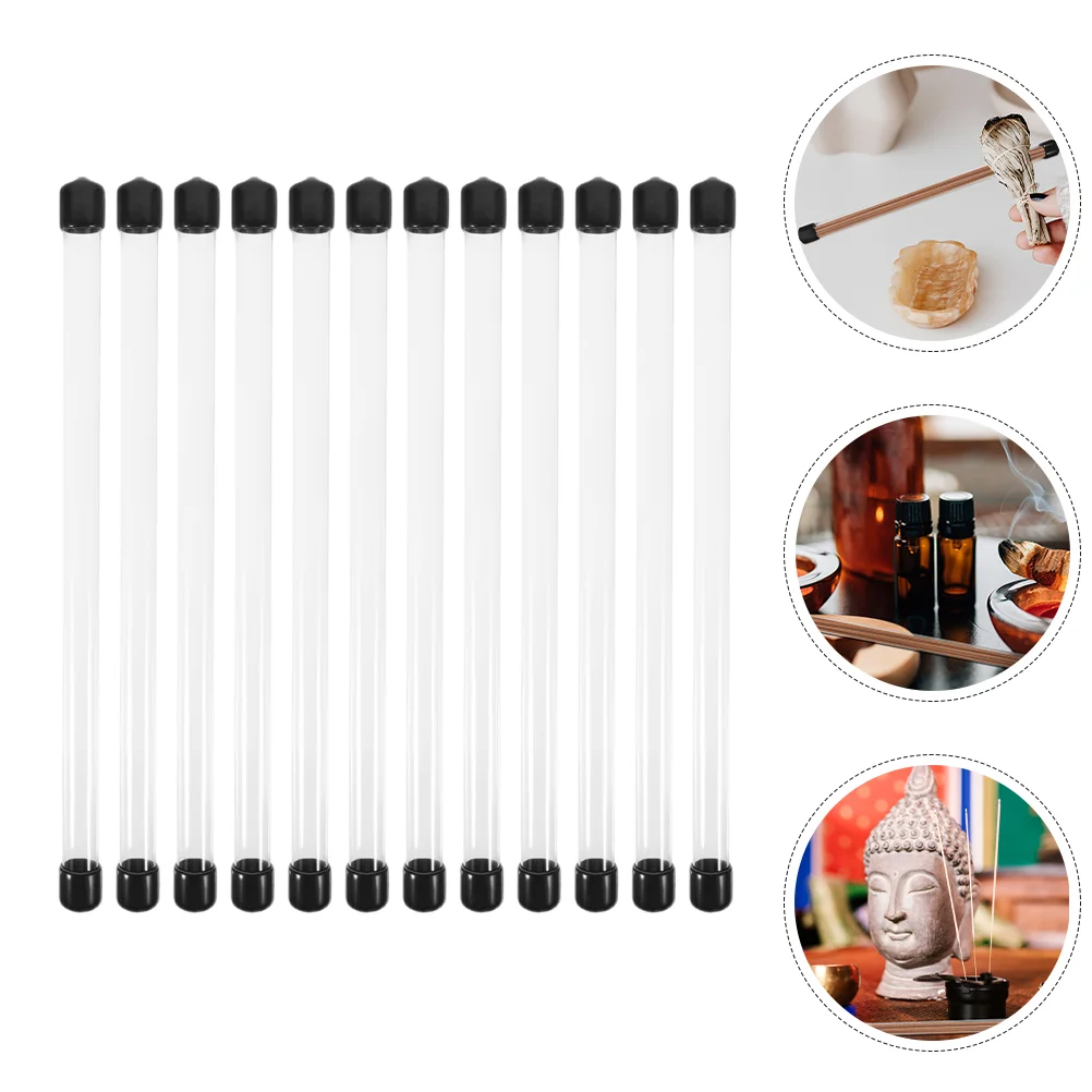 12 Pcs Agarwood Tube Incense Burner Portable Holder Long Container Storage Pvc Round with Lid Stick