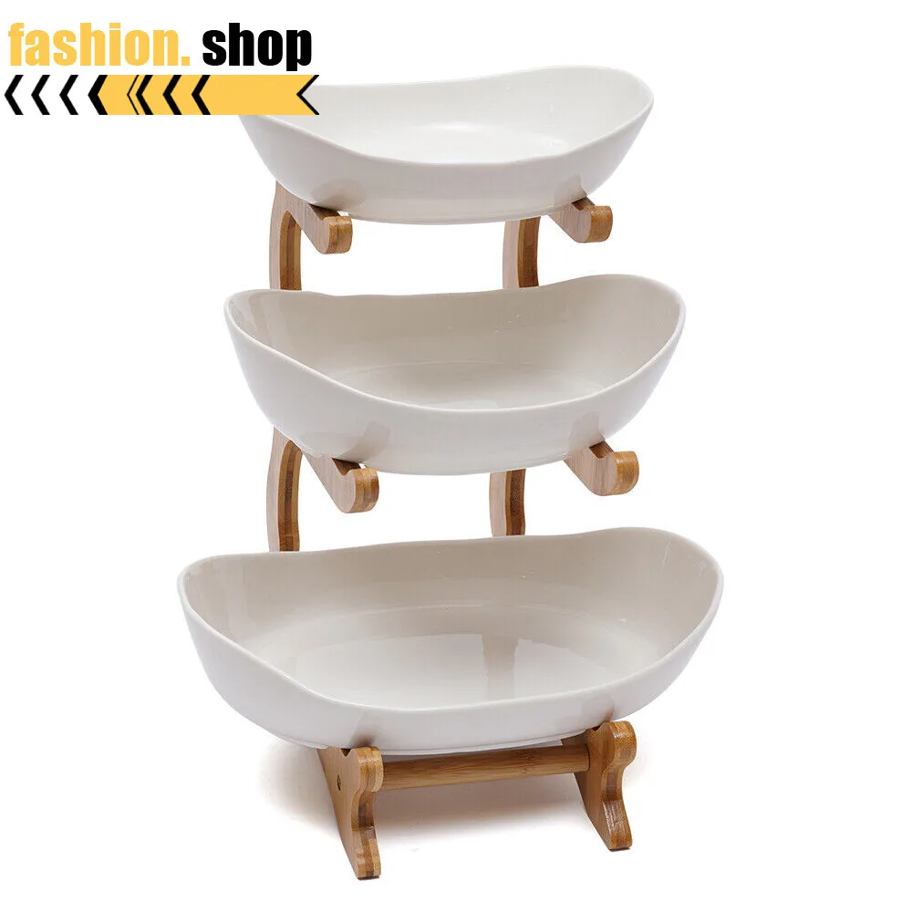 

3 Layer Fruit Tray Storage Rack for Kitchen Counter Organizers Vegetable Snack Holder Stackable White Shelf Display Stand