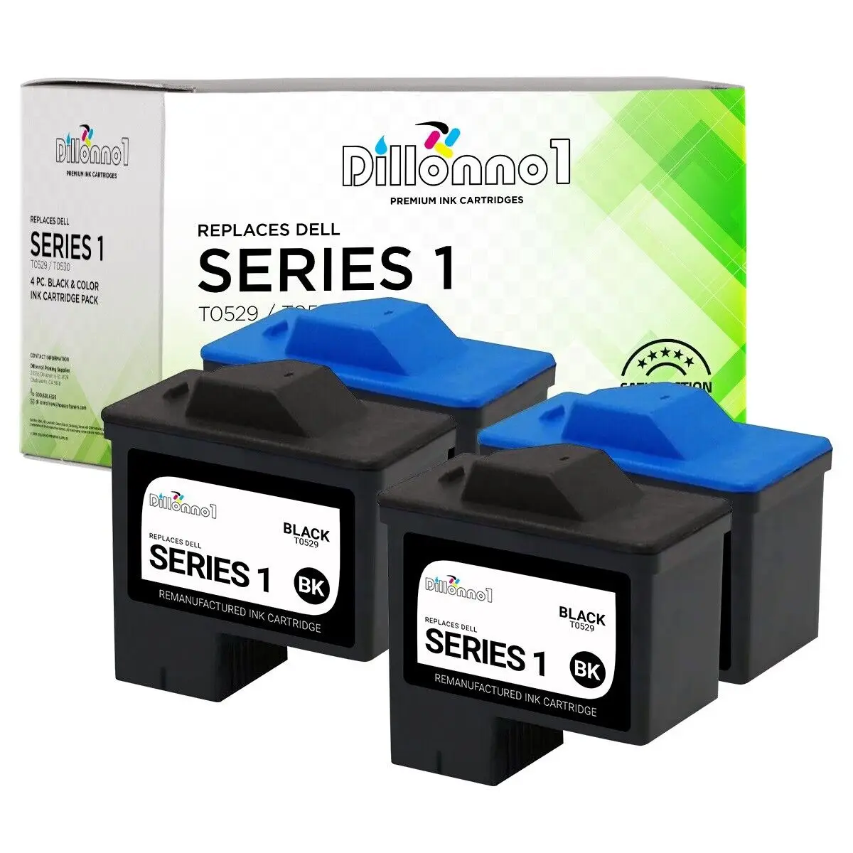 

4pk For Dell Series 1 Black/Color T0529 T0530 Ink Combo ForDell 720 A720 Printer