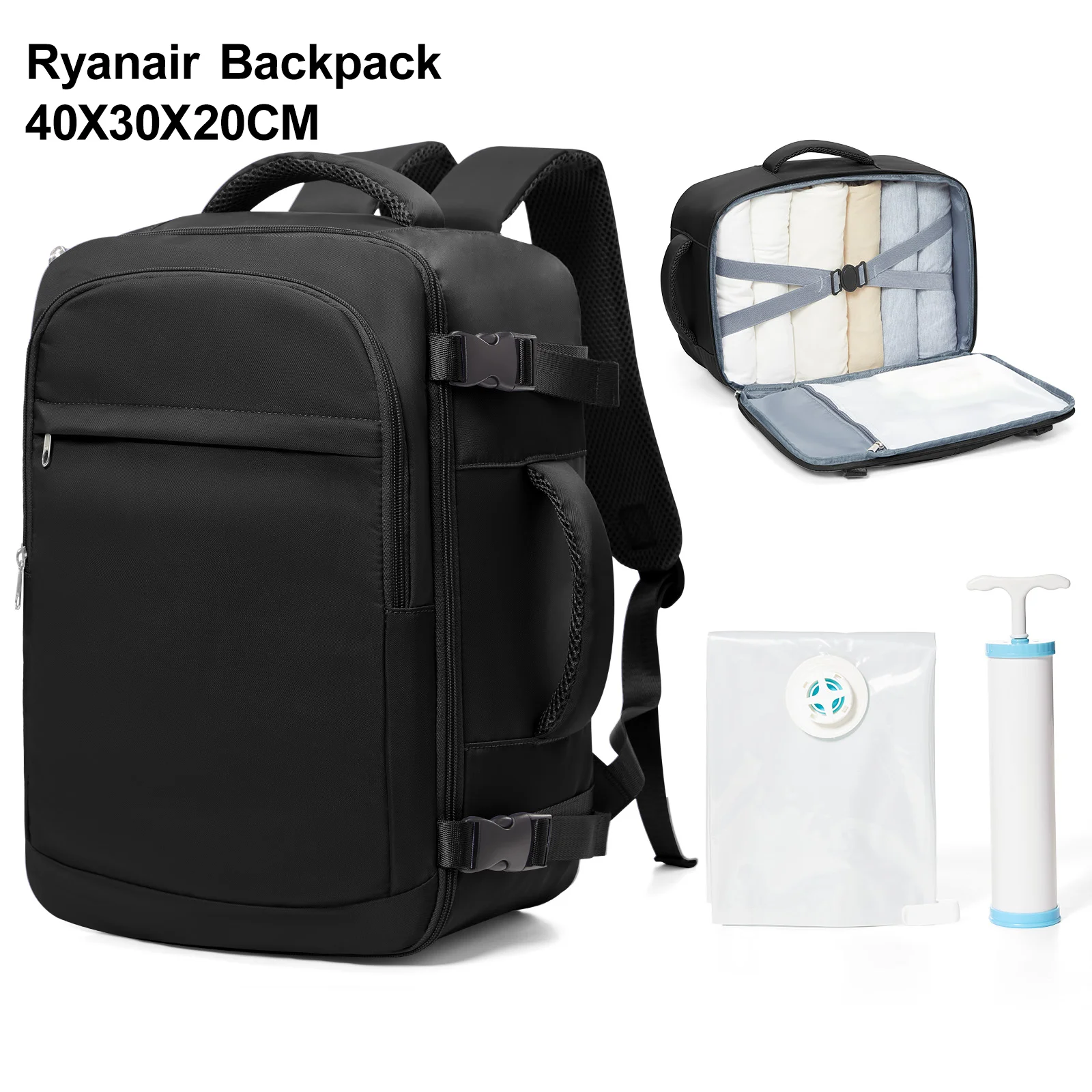 حقيبة ظهر للسفر بمقعد سفلي من المقصورة، حقيبة ظهر خارجية للنساء والرجال مع حقائب مفرغة وحقيبة ظهر قابلة للحمل، وأمتعة المقصورة 40 × 30 × 20 #1