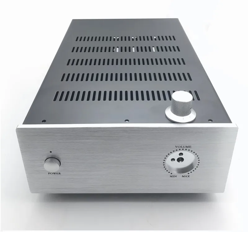 Aluminum panel power amplifier front empty shell DIY with four sides of holes for heat dissipation, size: L330*W210*H90MM