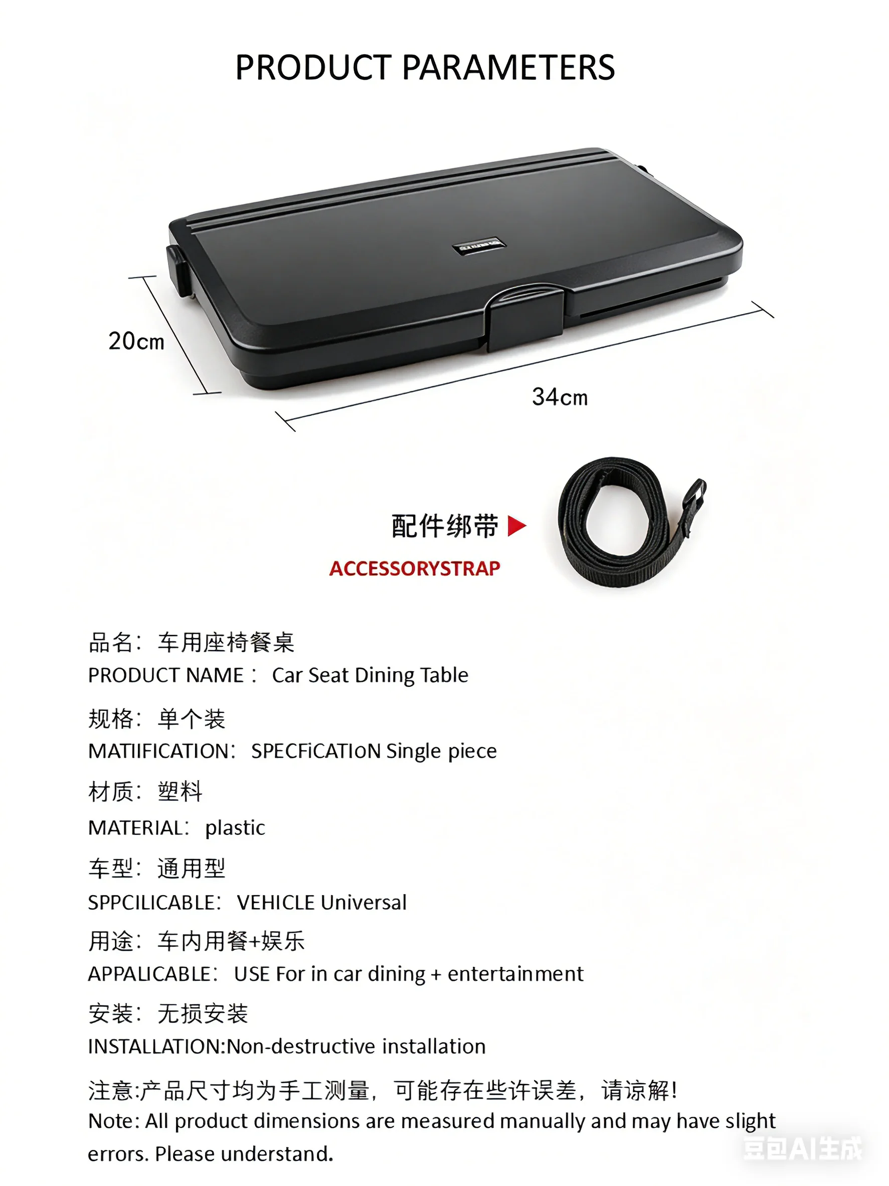 Car Back Seat Food Tray with Phone & Cup Holder - Multi-Functional Dining Table Auto Interior Storage Accessory view 3