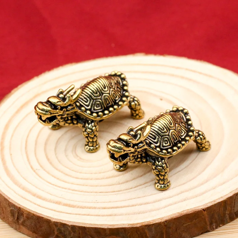 Wholesale Two Pieces Price Yellow Dragon Turtle under Turtle Hanging Pendant Turtle Study Chinese Pure Desktop Tea Ornaments Cra