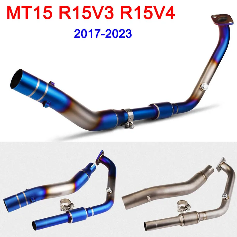 MT15 R15 V3 V4 Motorcycle Exhaust Full Systems Titanium Alloy Steel Pipe Header Pipe For Yamaha MT15 R15 V3 V4 2017-2023 Years