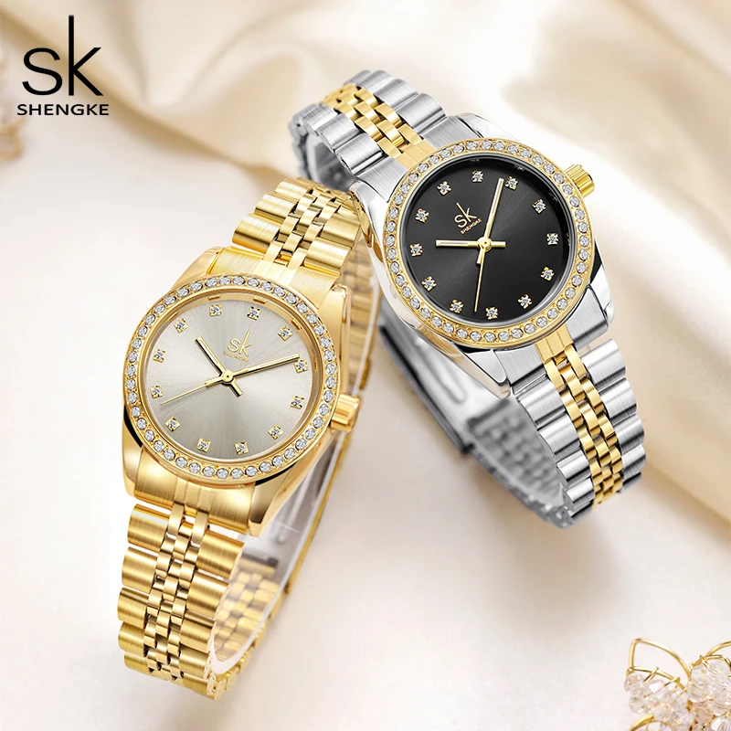 Luxury Original Waterproof Relogio Feminino Shengke Gold Bracelet Watch Women Precise Quartz Watch For Women Adjustable Clock