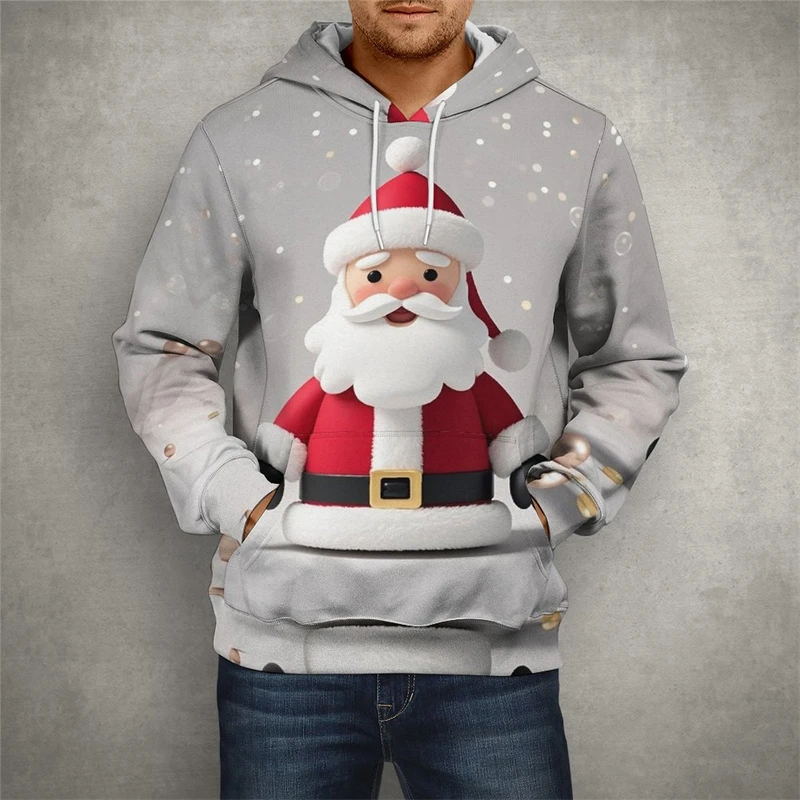 مضحك سانتا كلوز الجرافيك الرجال هوديس أزياء الخريف 3D طباعة عيد الميلاد طويلة الأكمام بلوزات عارضة للجنسين الشارع الشهير قمم #6