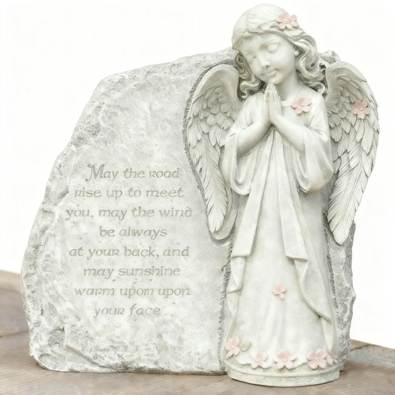 Garden Outdoor Pray Angel Headstone Monument,Sleeping Angel Garden Statue