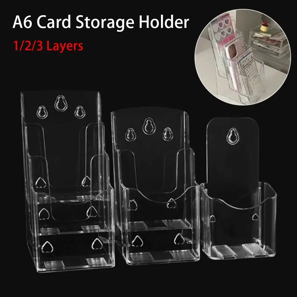 1Pcs Display Rack Card Storage Holder Desktop Basket Acrylic Photo Card Collection Organizer Transparent Photocard Stickers