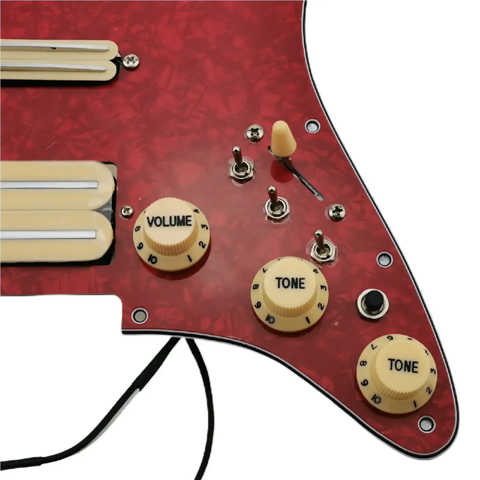 

Q-X Music Store-HSS Alnico V Humbucker Pickup Prewired Pickguard Pickups Guitar Wiring Harness Push-Pull Single Cut Set