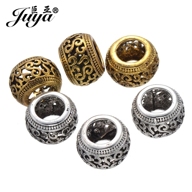 JUYA 20 stücke Großhandel 10-15mm Hohl Legierung Perlen Alte Bronze/Blume Perlen Charms für Frauen Männer Beadwork Schmuck, der – Detail 1