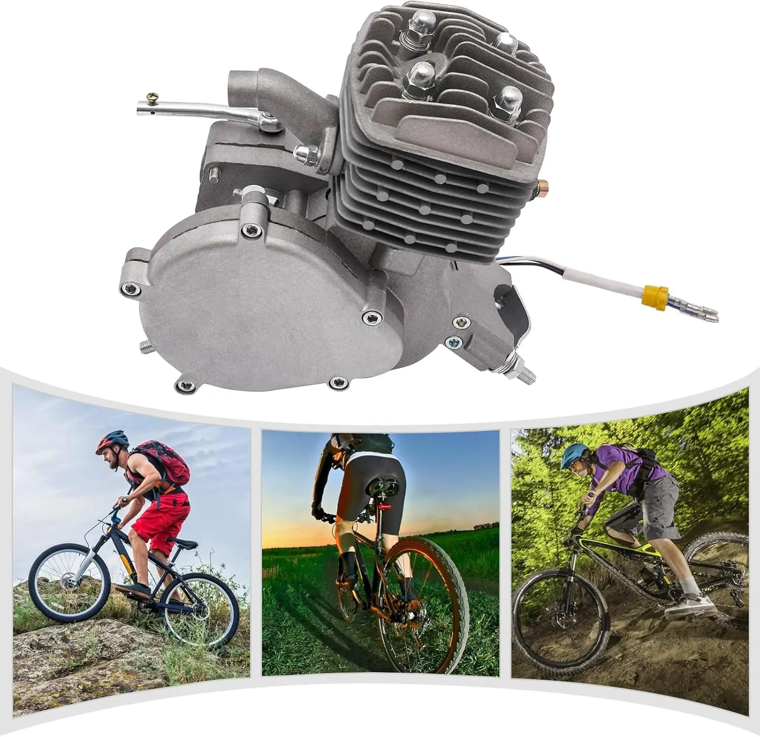 

2-Stroke 80CC Gas Motorized Bicycle Engine Kit, 5500r/min Petrol Motor for Mountain Bikes, Cruisers, Motorcycles, Road Bikes