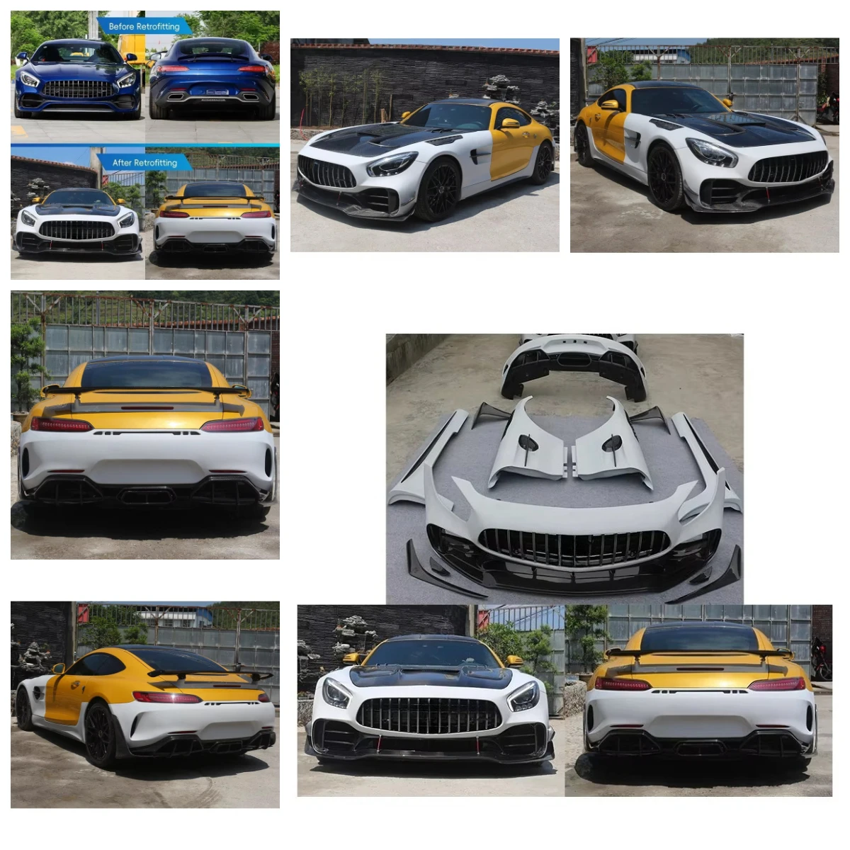 Dream Garage Car Modification Upgrade GTR PRO Half Carbon Fiber Body Kit Front Rear Bumper Side Skirt Fender For Benz 2015-2023
