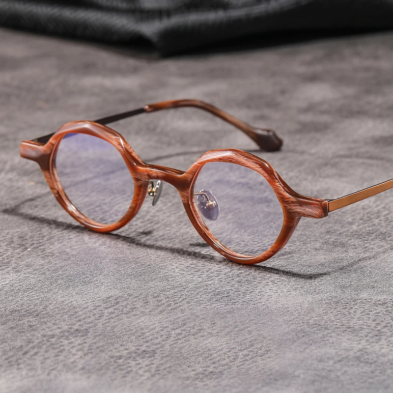 

Handmade Retro Round Glasses Frames Men Women Vintage Ultralight Trendy Eyeglasses Women Top Quality Titanium Acetate Eyewear