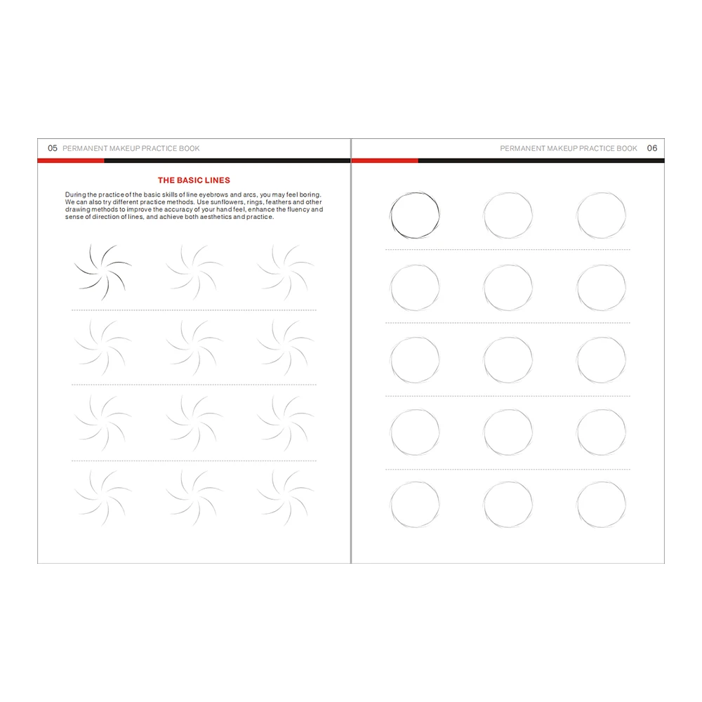 Cahier d'exercices de tatouage de sourcils, album de maquillage en continu, livre de formation en anglais, microblading professionnel, coup de poils, pratique, 1 pièce