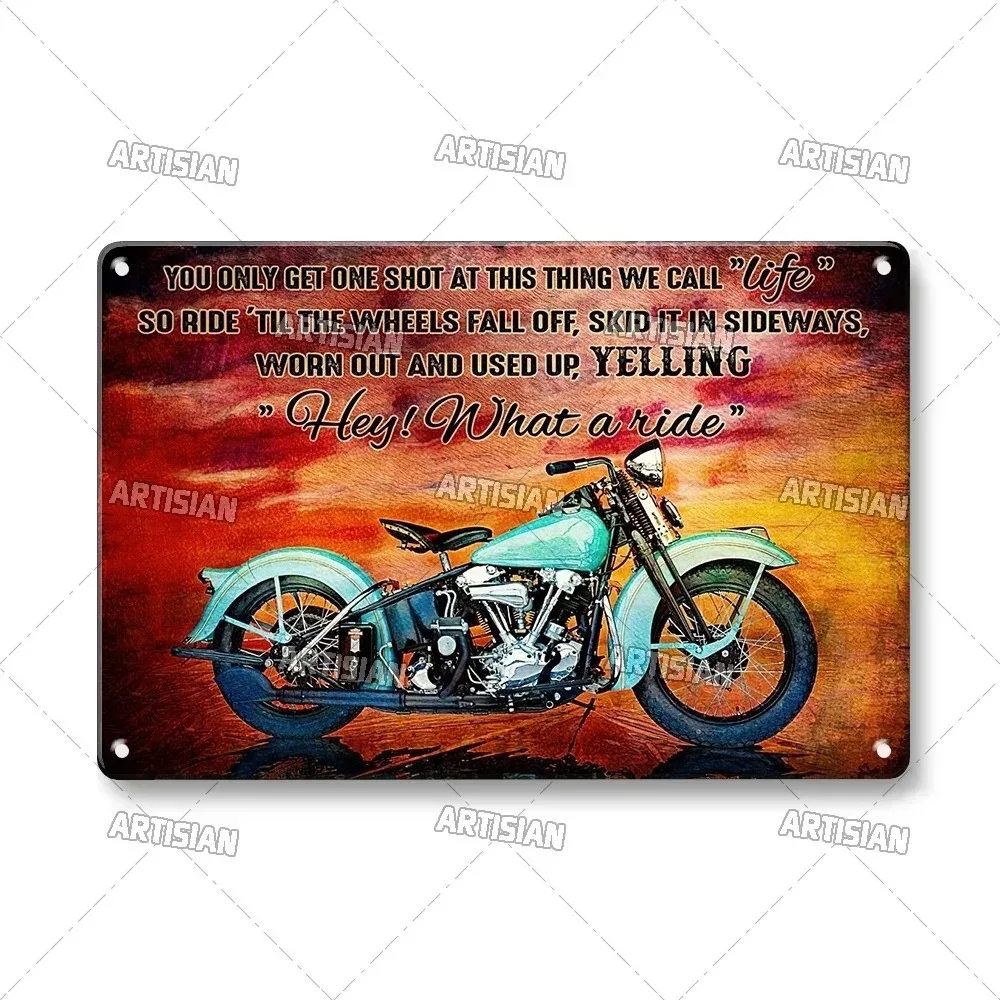 Artisian Motorcycle Metal Tin Sign - Motorbike Racing Plaque, Decor for Garage Bar Pub Cafe Riding Wall Art