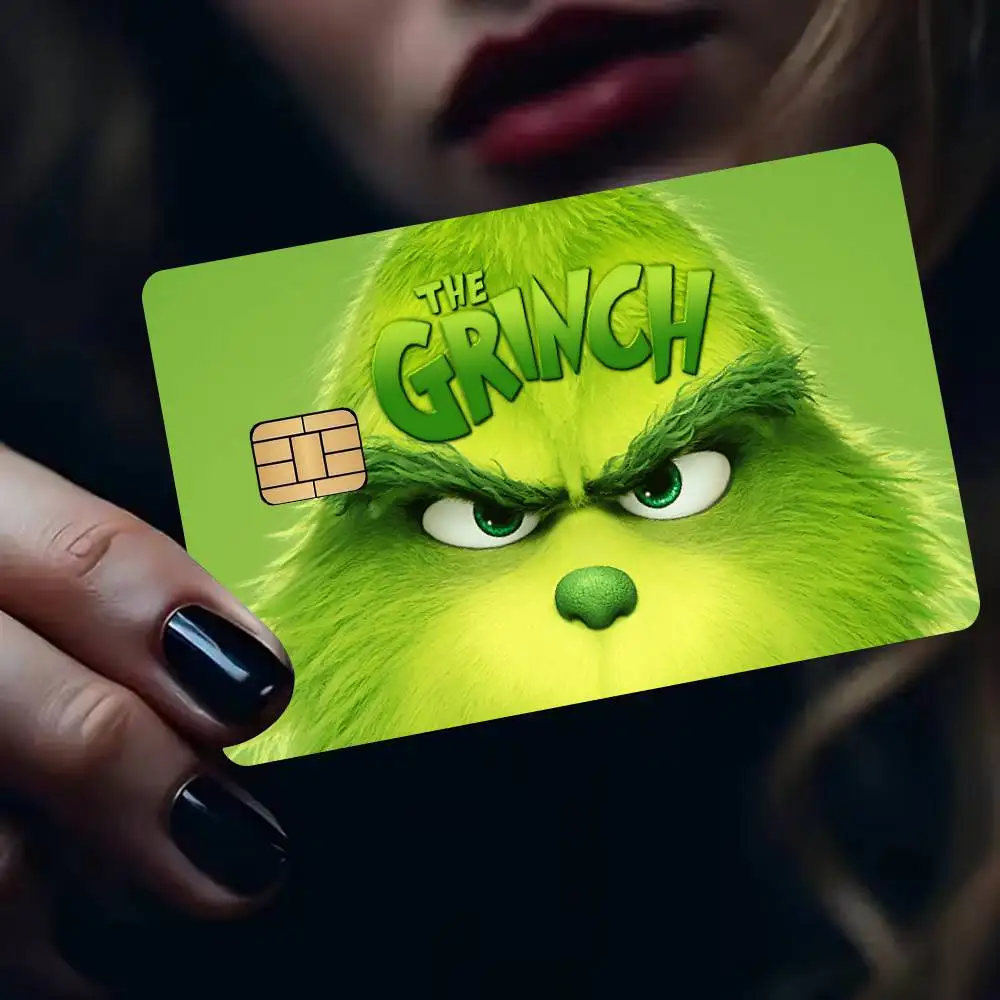 Cartoon T-The G-Grinchs 2024 Anime Cartoon Skin Stickers Film Tape Case for Big Credit Debit Card Front Side