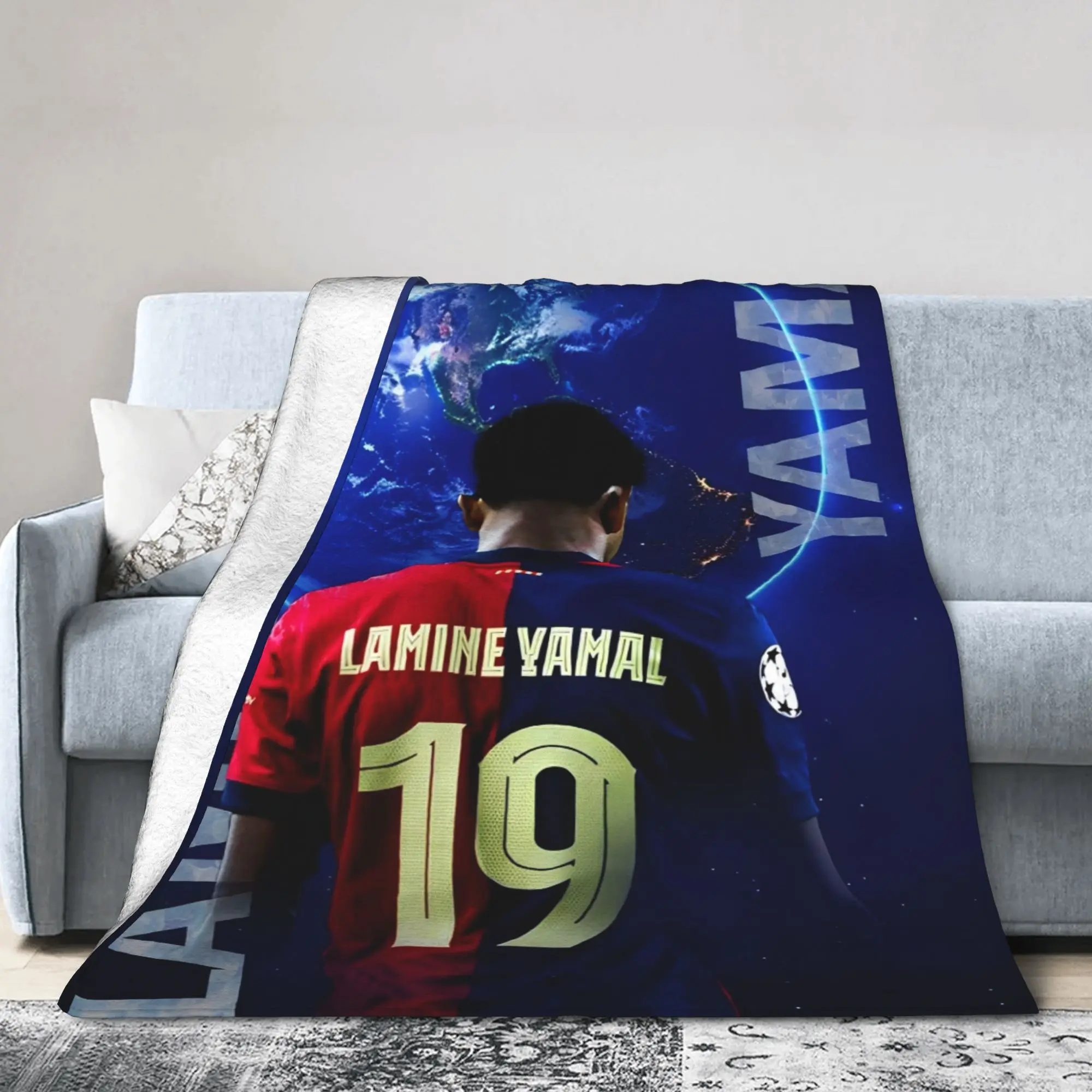 Number 19 Football Lamine Y-Yamal Fleece Blanket  Custom Throw Blanket for Home 200x150cm Quilt