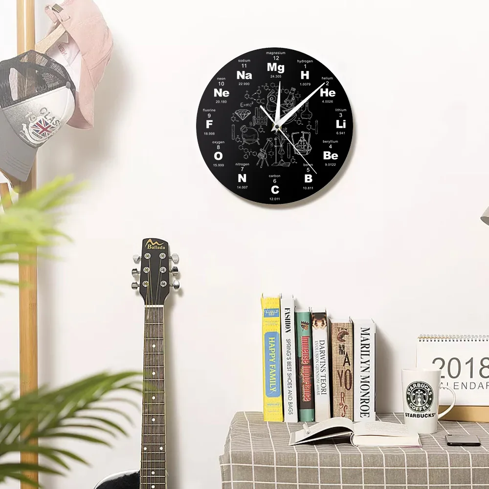 Periodic Table Of Elements Wall Art Chemical Symbols Wall Clock Educational ElementaL Display