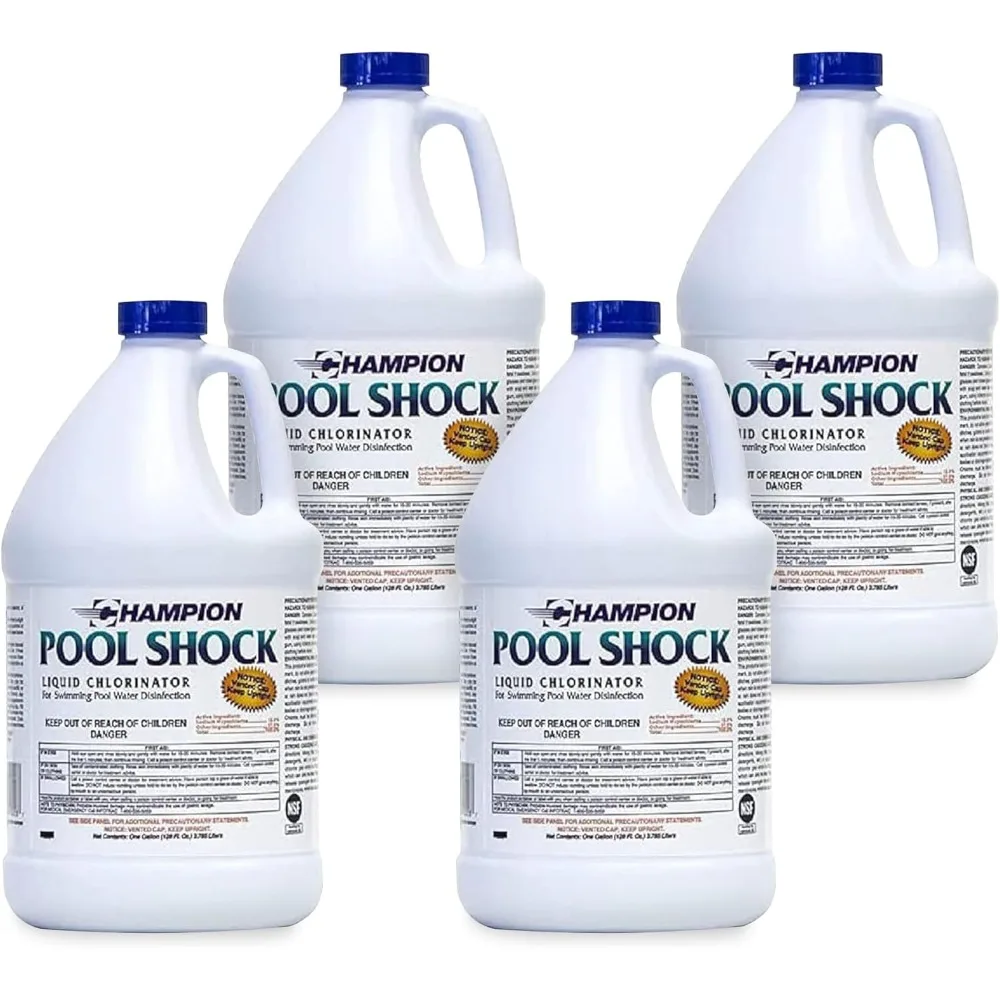 

US Shipping Ready to Use Liquid Chlorine Pool Shock 1 Gallon 12.5% Sodium Hypochlorite for Clear Water Algae Control Above
