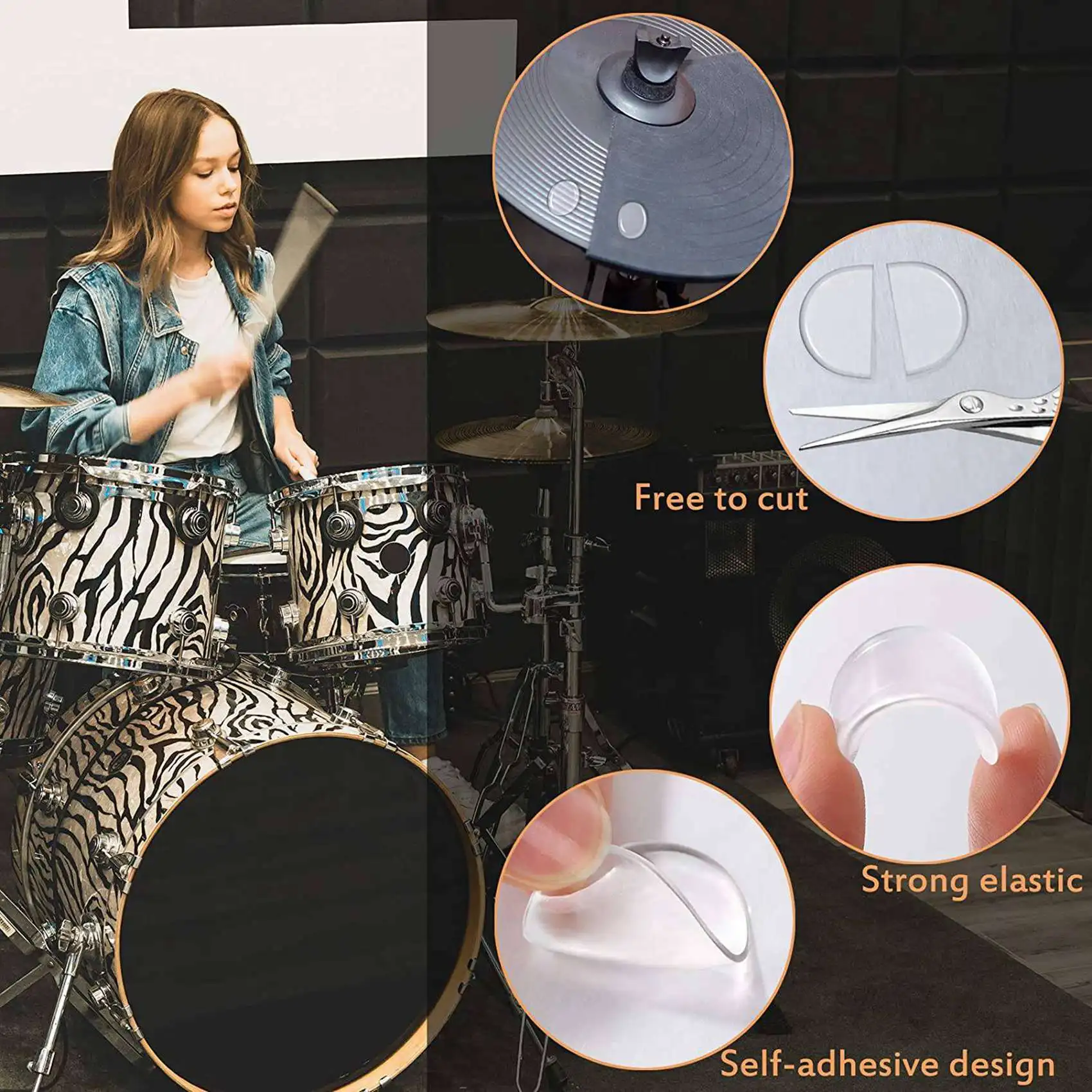 NALFI-56Pcs Drum Dampeners Gel Pads Silicone Drum Silencers 3 Colors Drum Dampening Pads Drum Mute Pads For Drums Tone Control