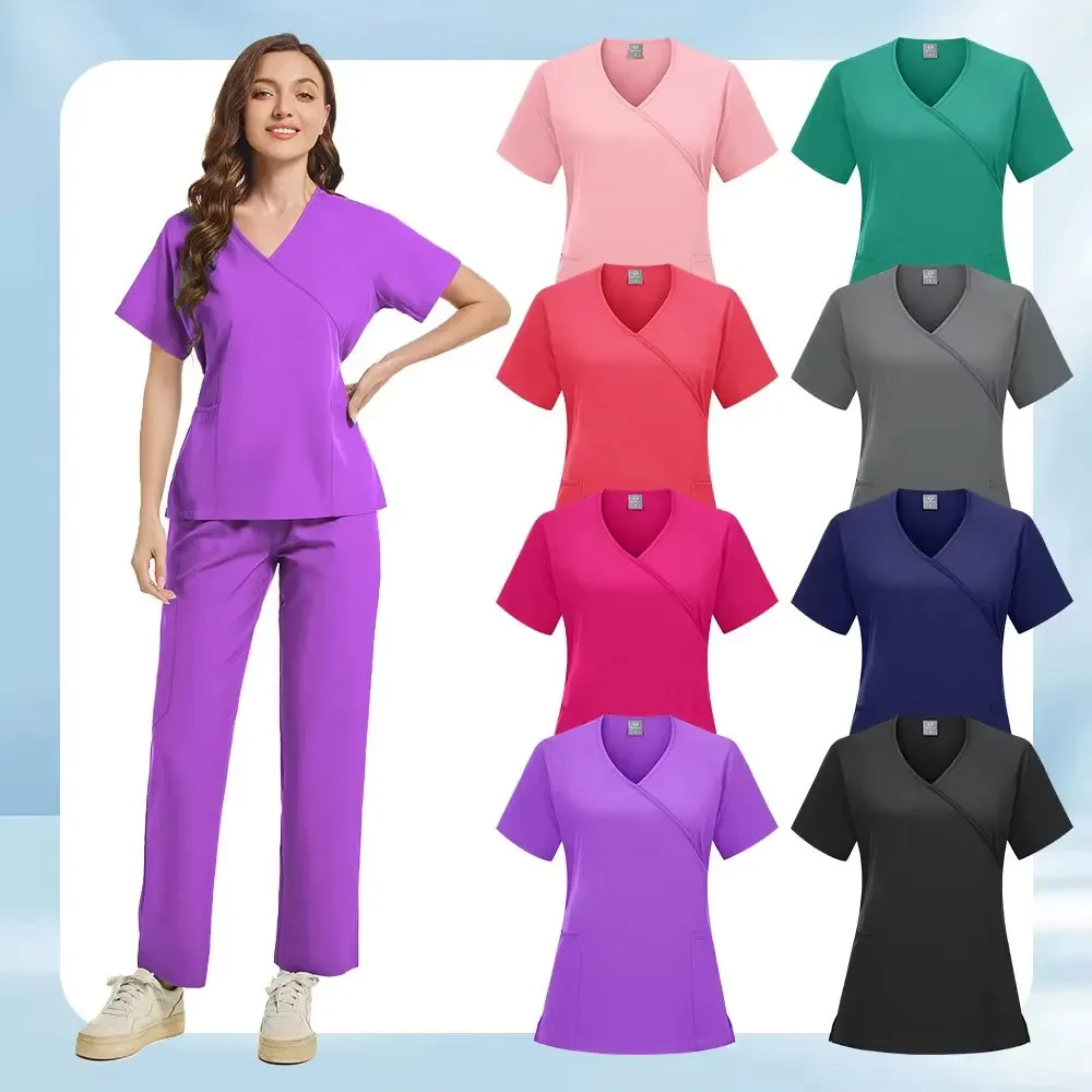 

Surgical Uniforms Woman Scrub Set Medical Nurse Beauty Salon Workwear Clinical Scrubs Top Pants Spa Doctor Nursing Clinical Suit